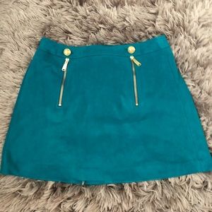 Teal suede skirt